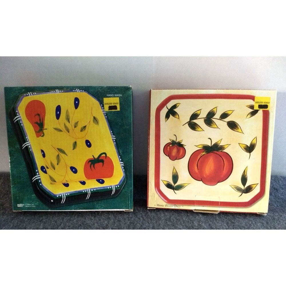 Olive Oil Dipping Bowl Ceramic Dish Giftco Tomato & Olive Graphics Box Lot/2 NEW